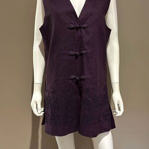 Vintage Lord & Taylor Eggplant Linen Vest Lined Sz 14